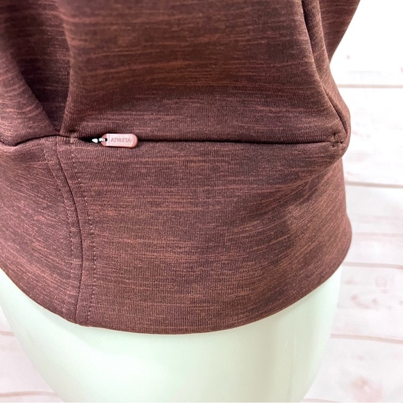 Athleta Half Zip Altitude Polartec Fleece Crop Mock Neck Sweatshirt Rust - Picture 12 of 15